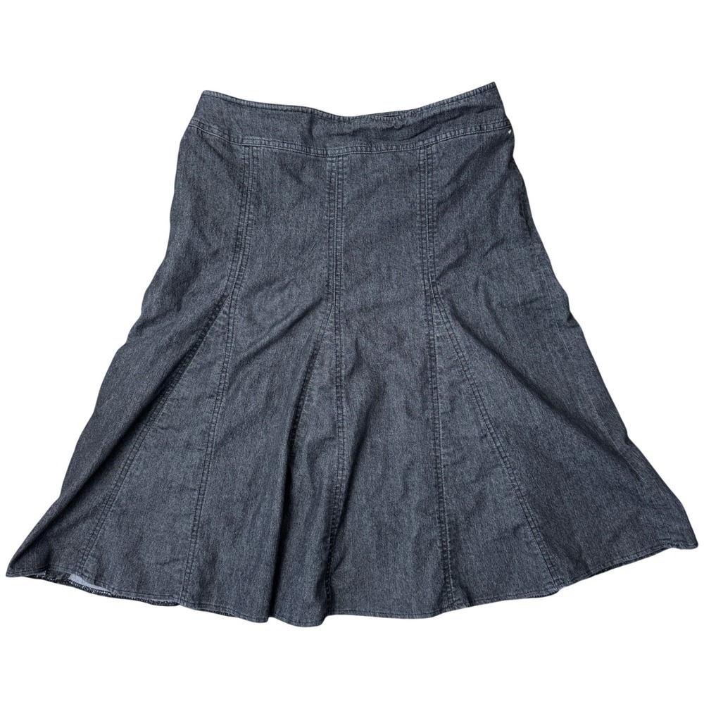 Sandro Sportswear Women Dark Wash Denim Paneled A-Line‎ Midi Skirt Grey Size 10